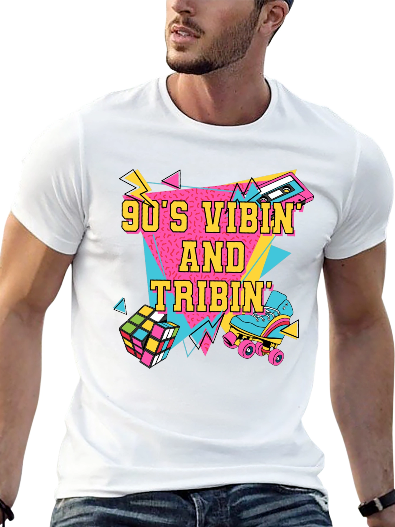 90s Vibin T-Shirt Retro Design Black