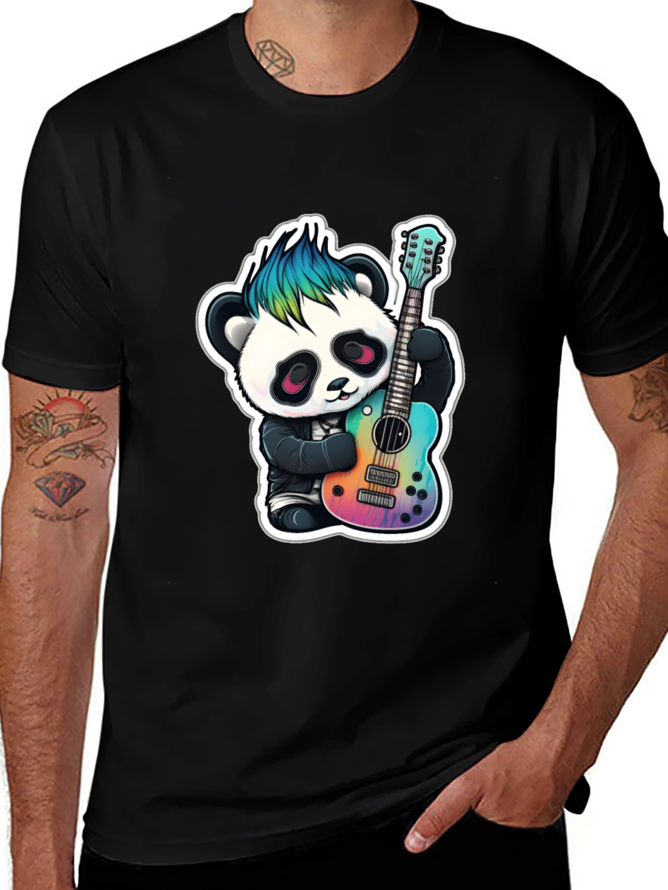 Punk Panda Guitarist T-Shirt - Cool & Unique Design