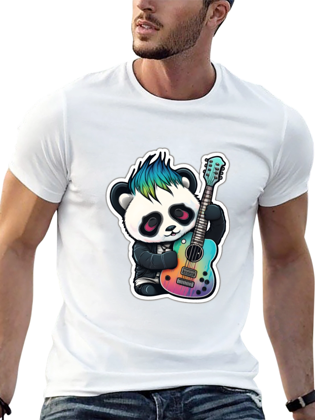 Punk Panda Guitarist T-Shirt - Cool & Unique Design