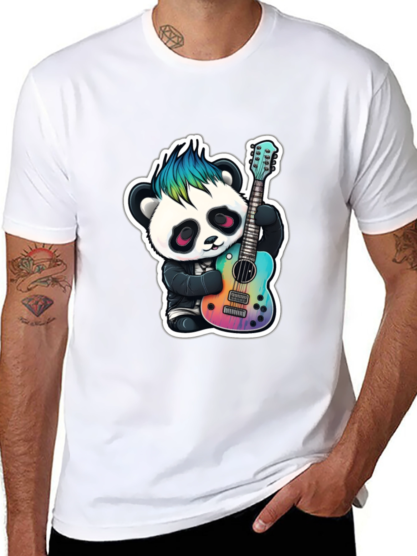 Punk Panda Guitarist T-Shirt - Cool & Unique Design