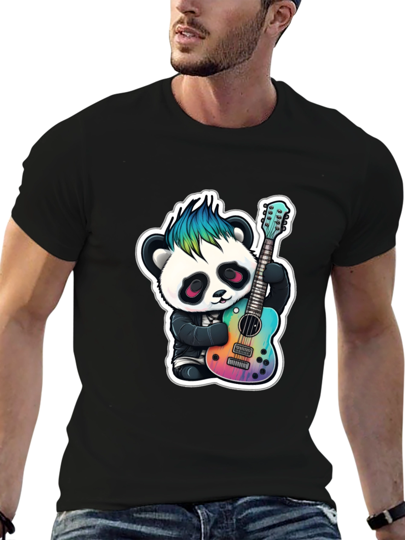 Punk Panda Guitarist T-Shirt - Cool & Unique Design