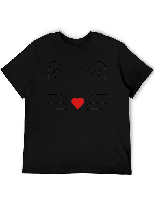 Cute Cat Face Tee - Heart Nose