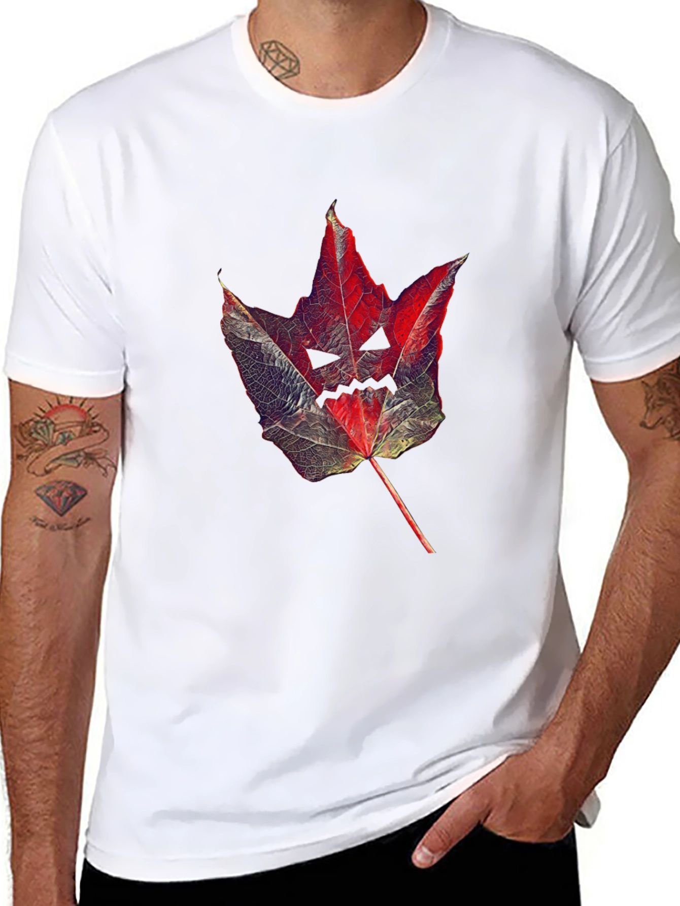 Spooky Leaf Graphic Tee - Halloween Shirt