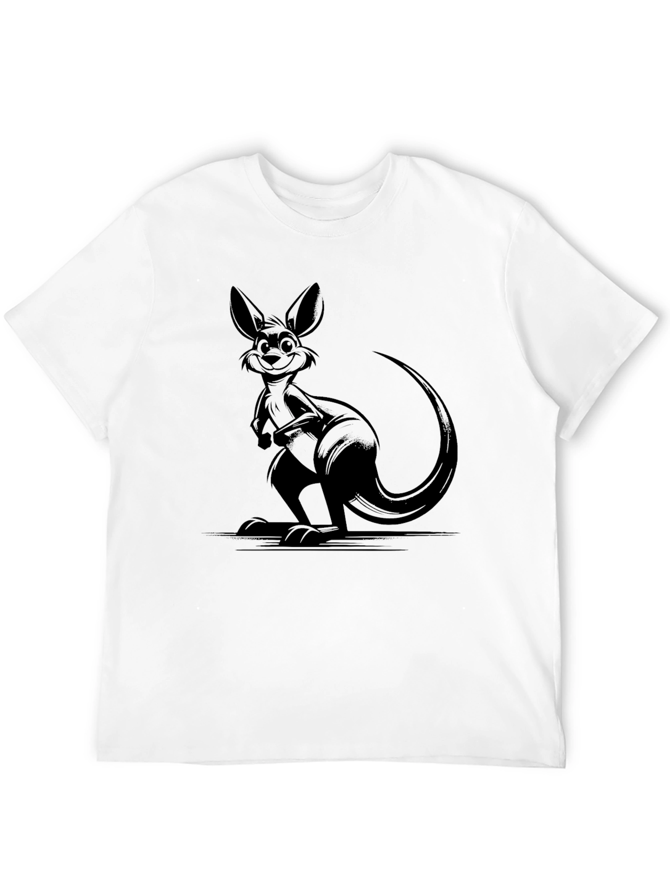 Cool Kangaroo Graphic Tee - Black Cotton Comfort