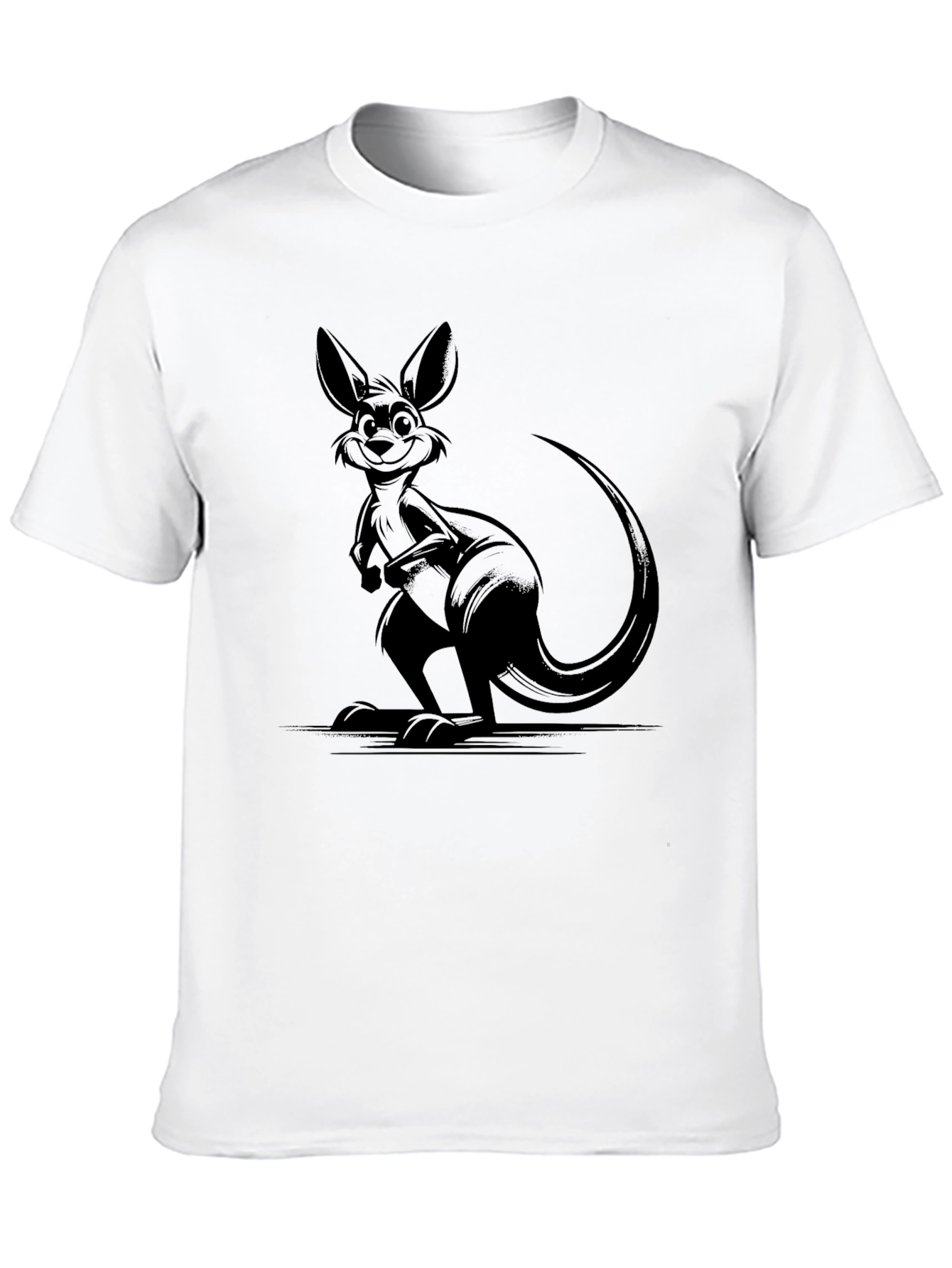 Cool Kangaroo Graphic Tee - Black Cotton Comfort