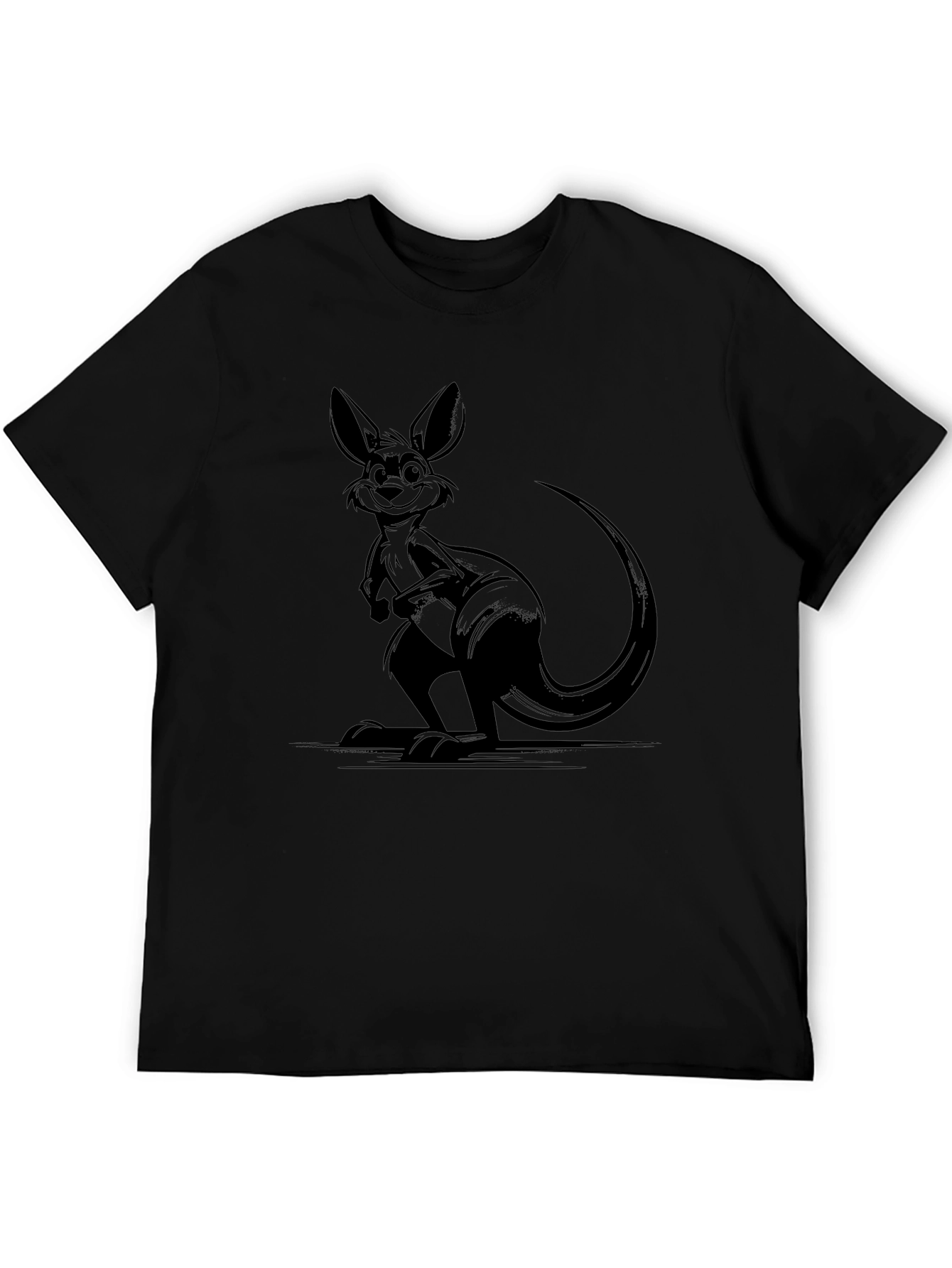 Cool Kangaroo Graphic Tee - Black Cotton Comfort