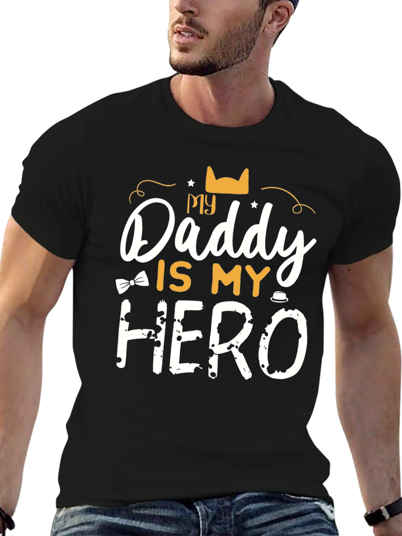 My Daddy is My Hero Black T-Shirt