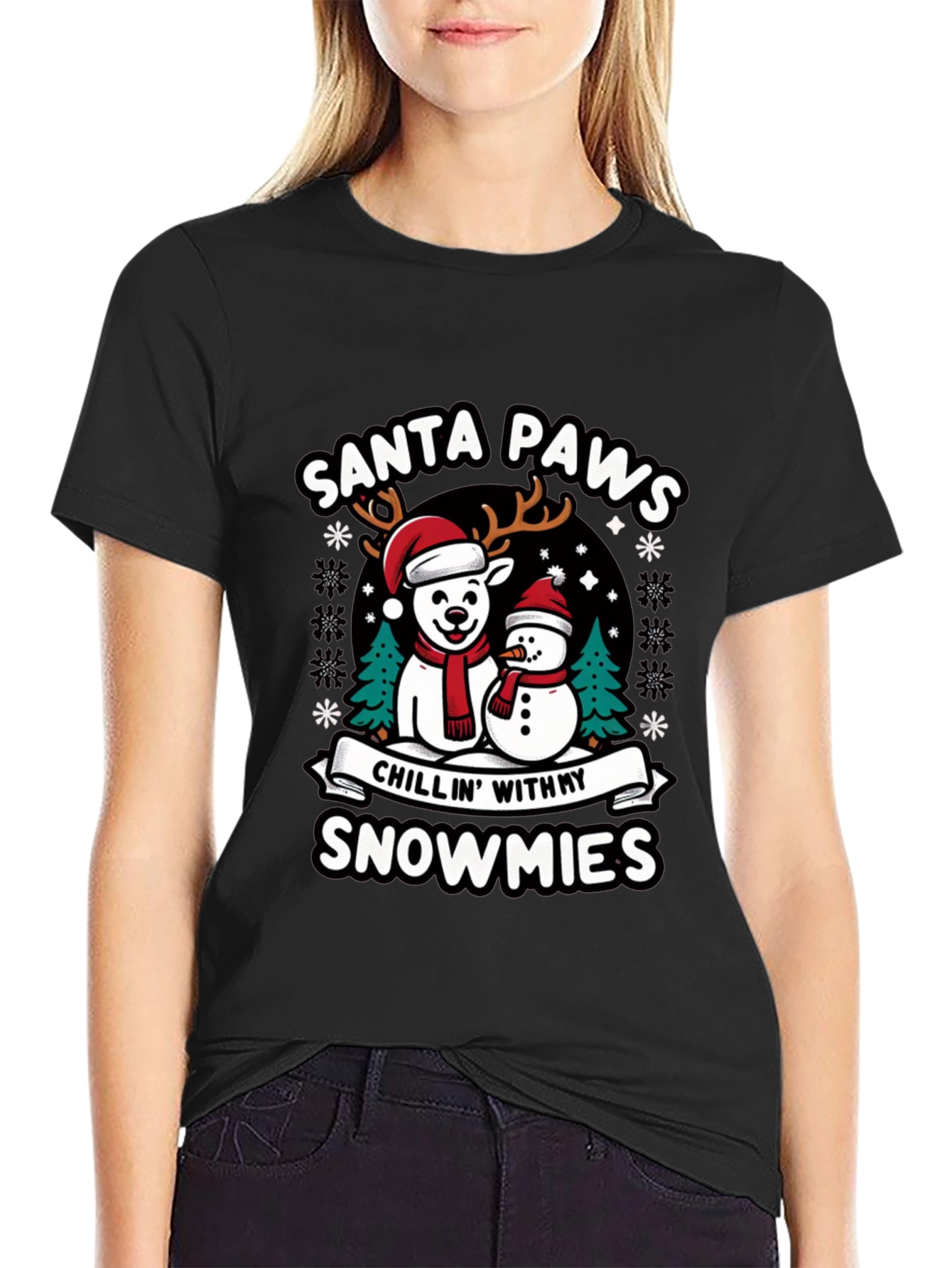 Santa Paws Chillin With My Snowmies Graphic Tee