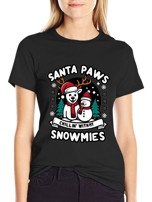 Santa Paws Chillin With My Snowmies Graphic Tee