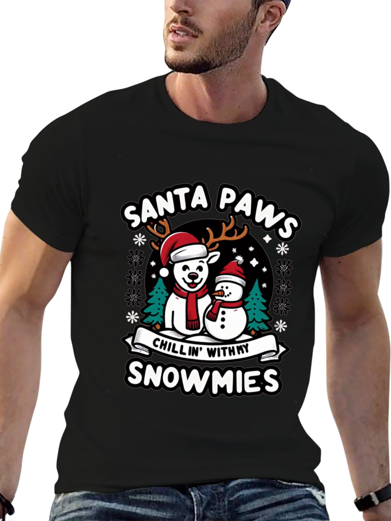 Santa Paws Chillin With My Snowmies Graphic Tee