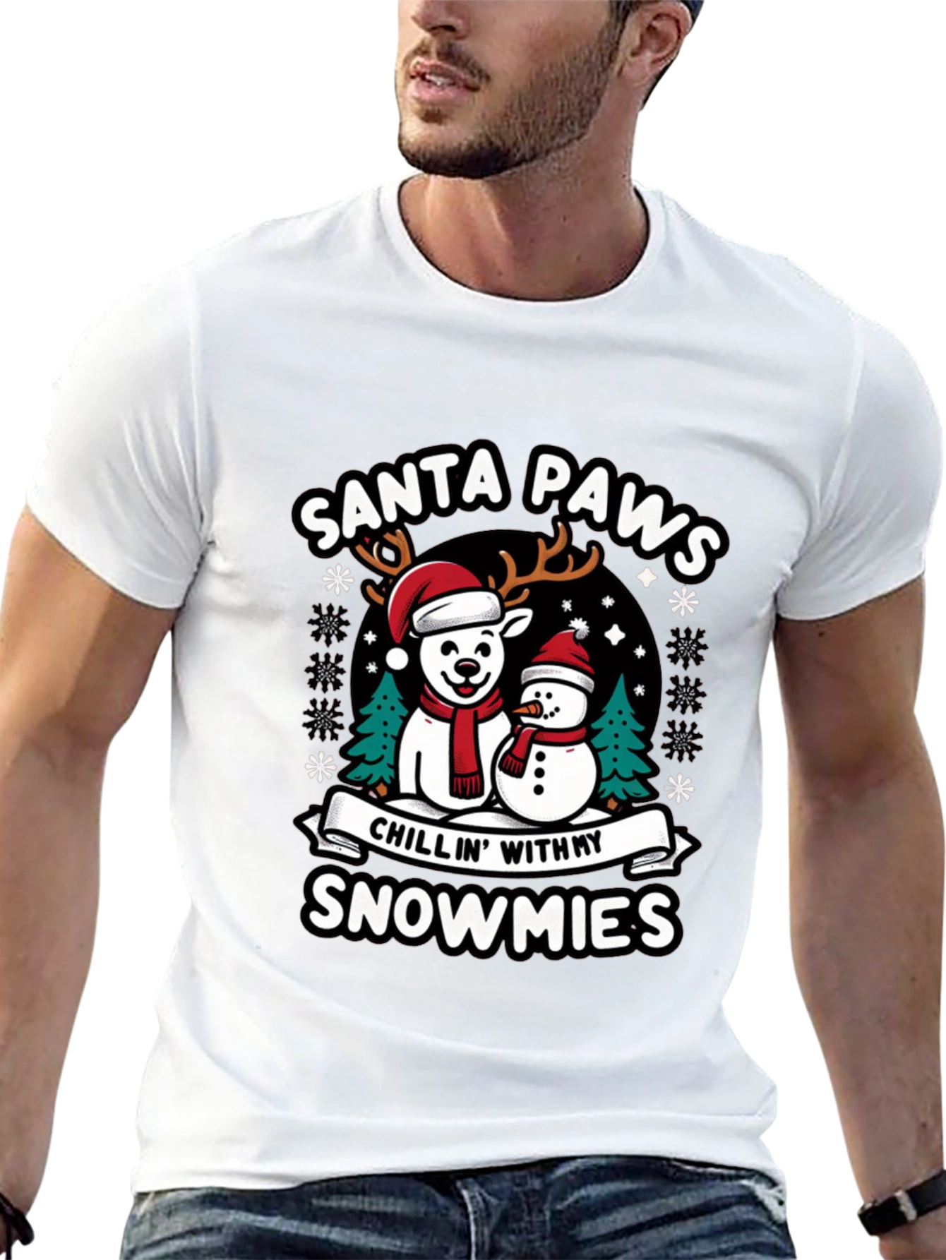 Santa Paws Chillin With My Snowmies Graphic Tee