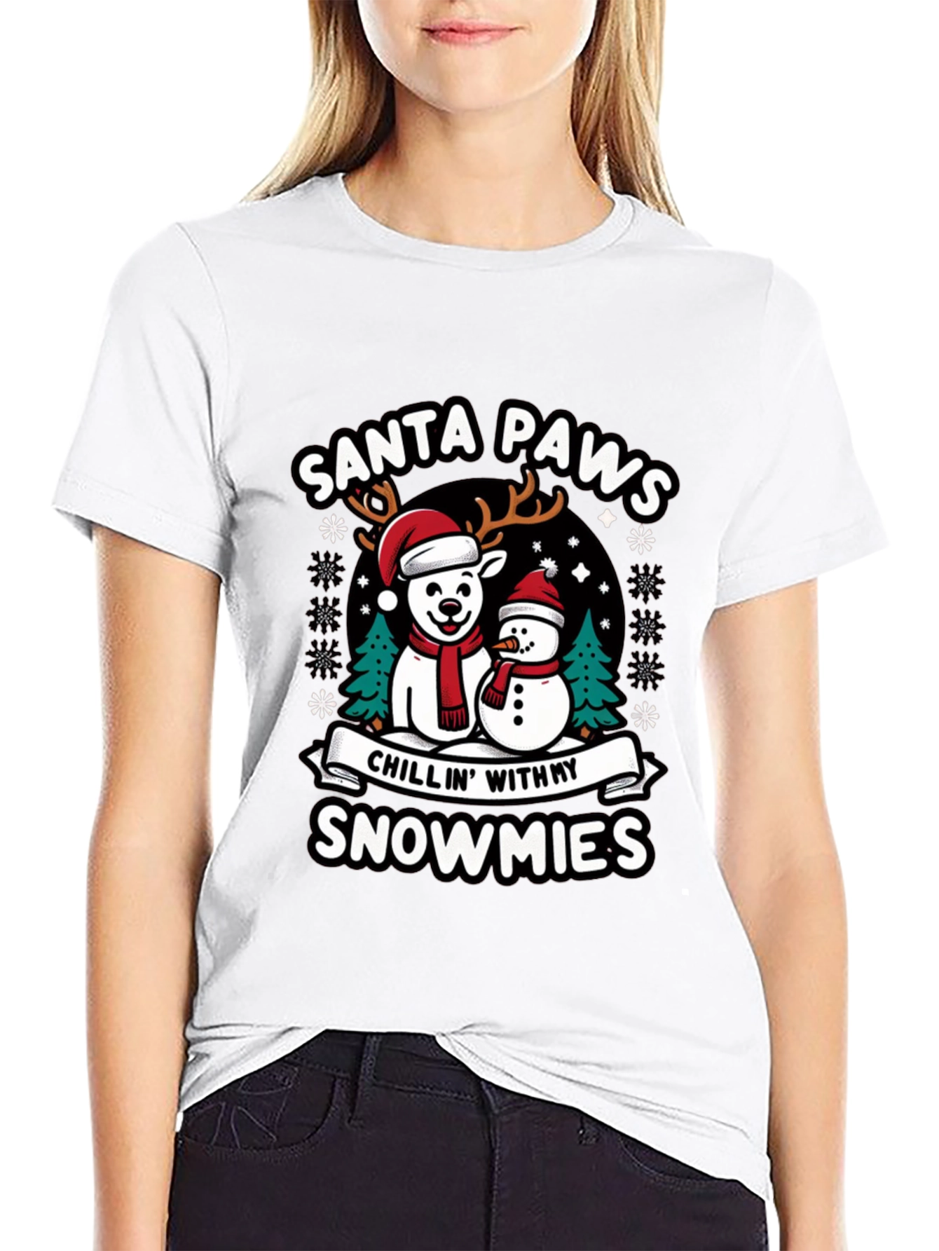 Santa Paws Chillin With My Snowmies Graphic Tee