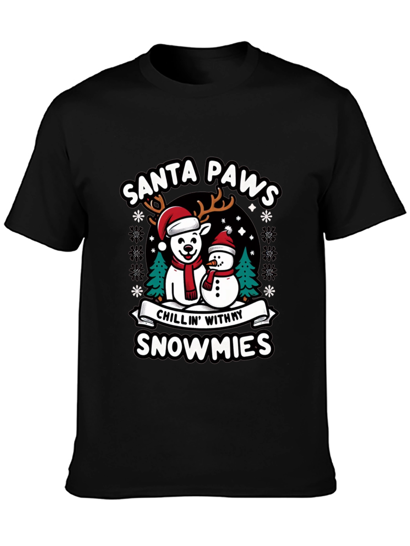 Santa Paws Chillin With My Snowmies Graphic Tee