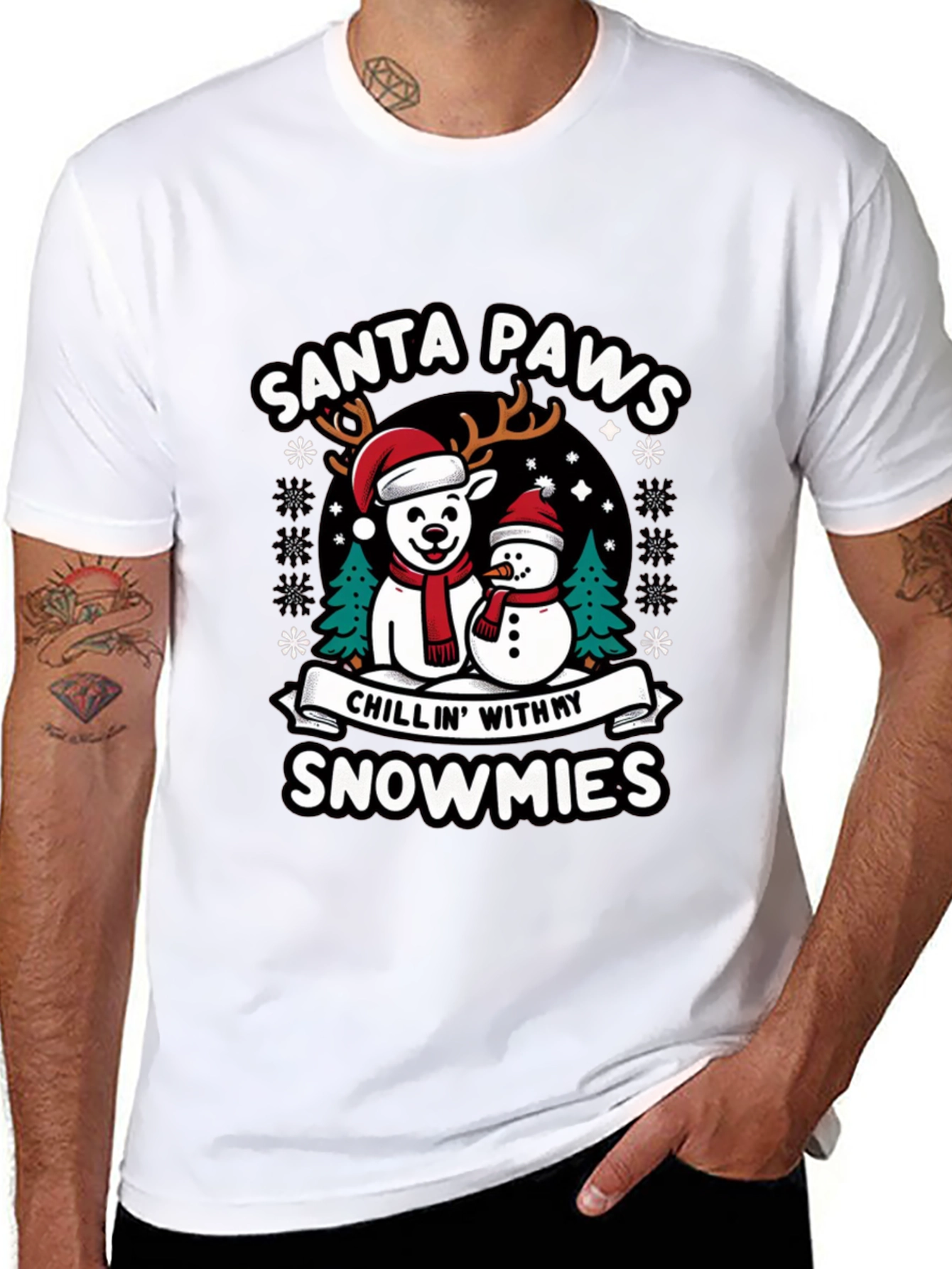Santa Paws Chillin With My Snowmies Graphic Tee