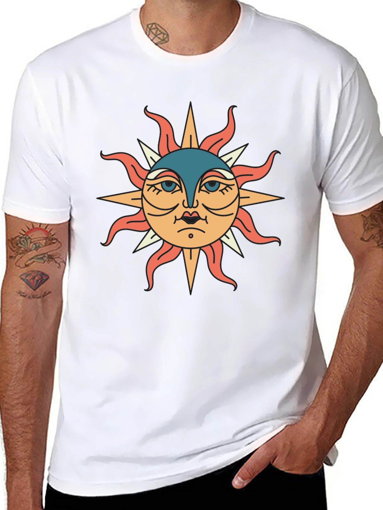Black T-Shirt with Sun Graphic