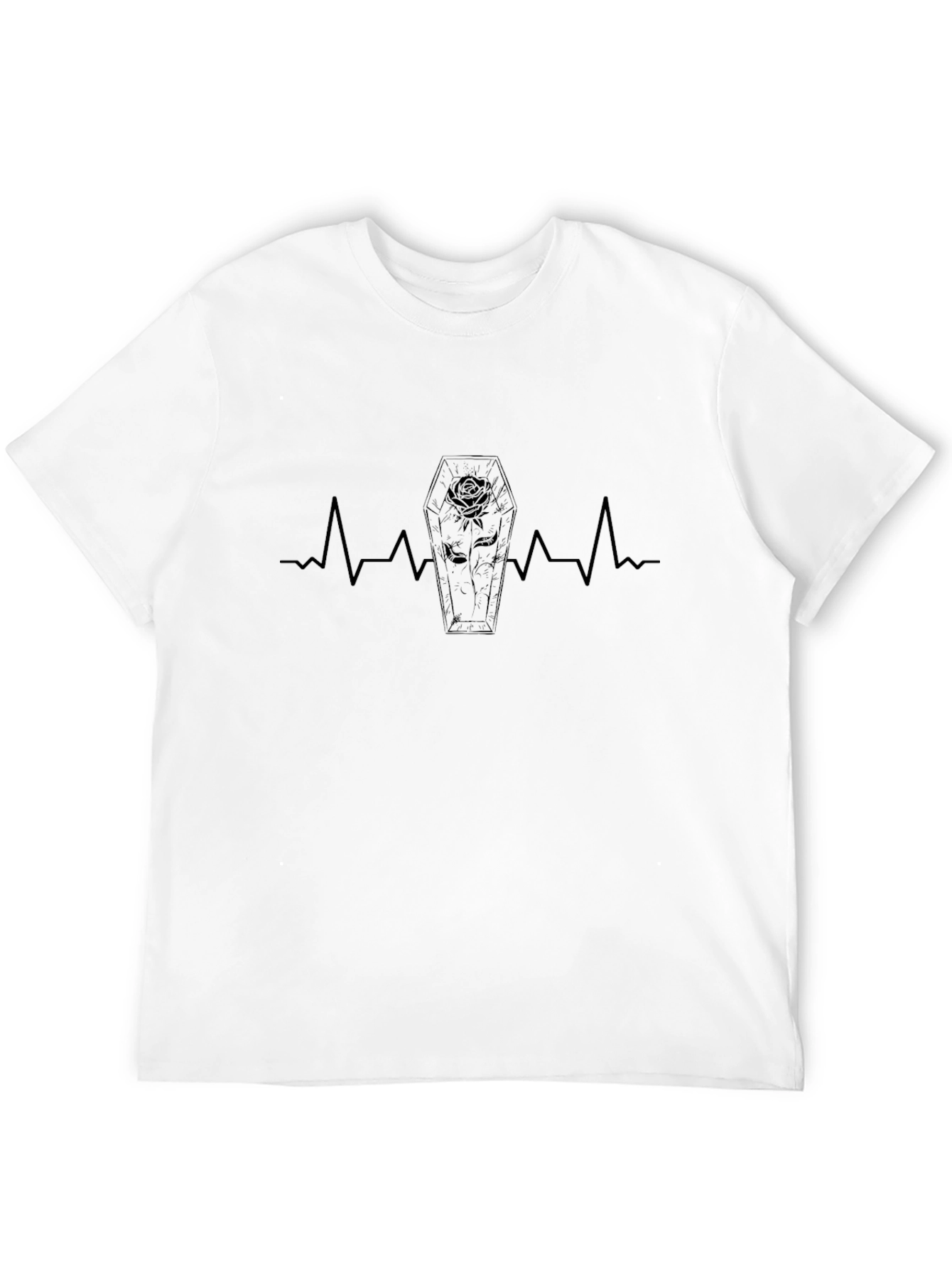 Gothic Coffin Heartbeat T-Shirt - Black