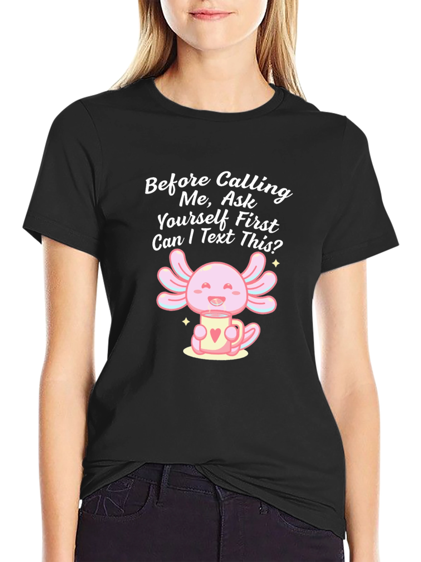 Axolotl Text First Black T-Shirt