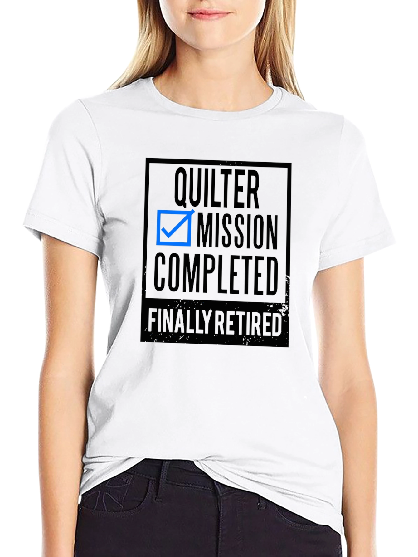 Quilter Mission Completed Black T-Shirt