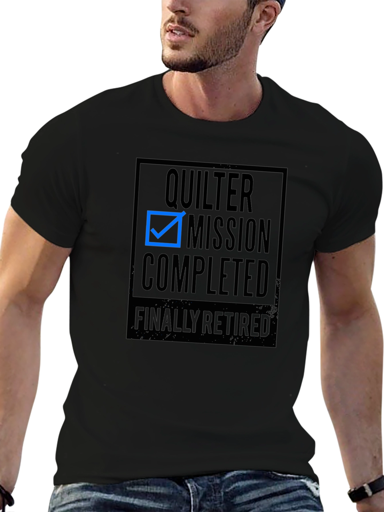 Quilter Mission Completed Black T-Shirt