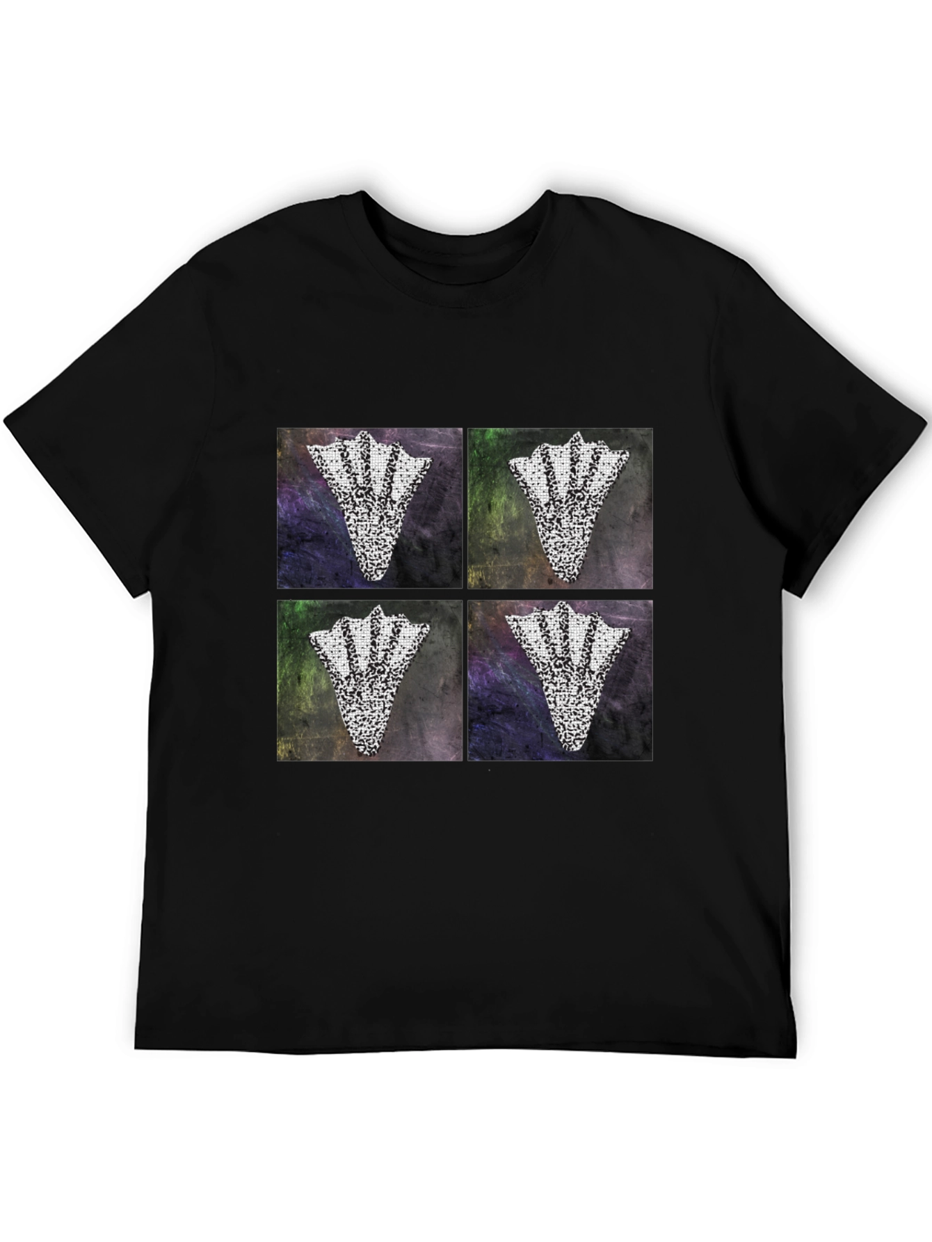Abstract Motif Graphic Tee for Men - Black