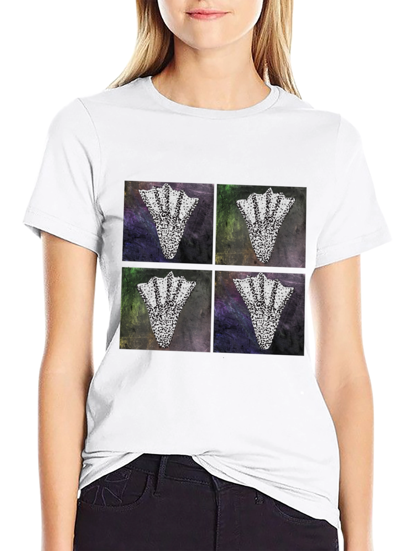 Abstract Motif Graphic Tee for Men - Black