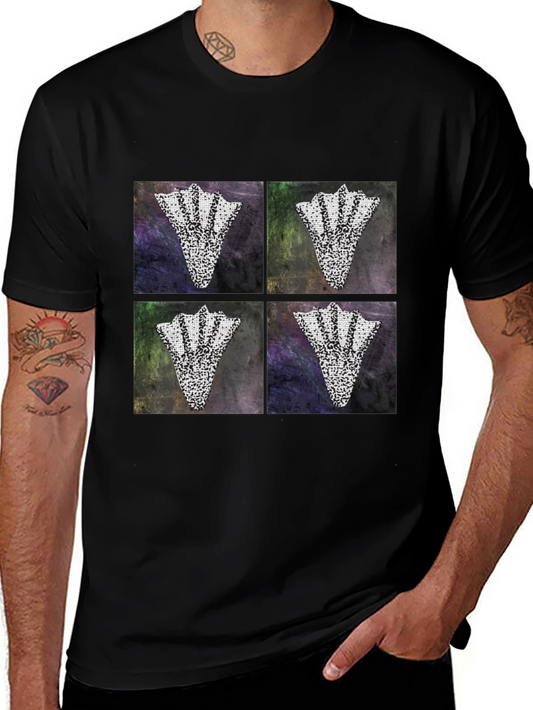 Abstract Motif Graphic Tee for Men - Black