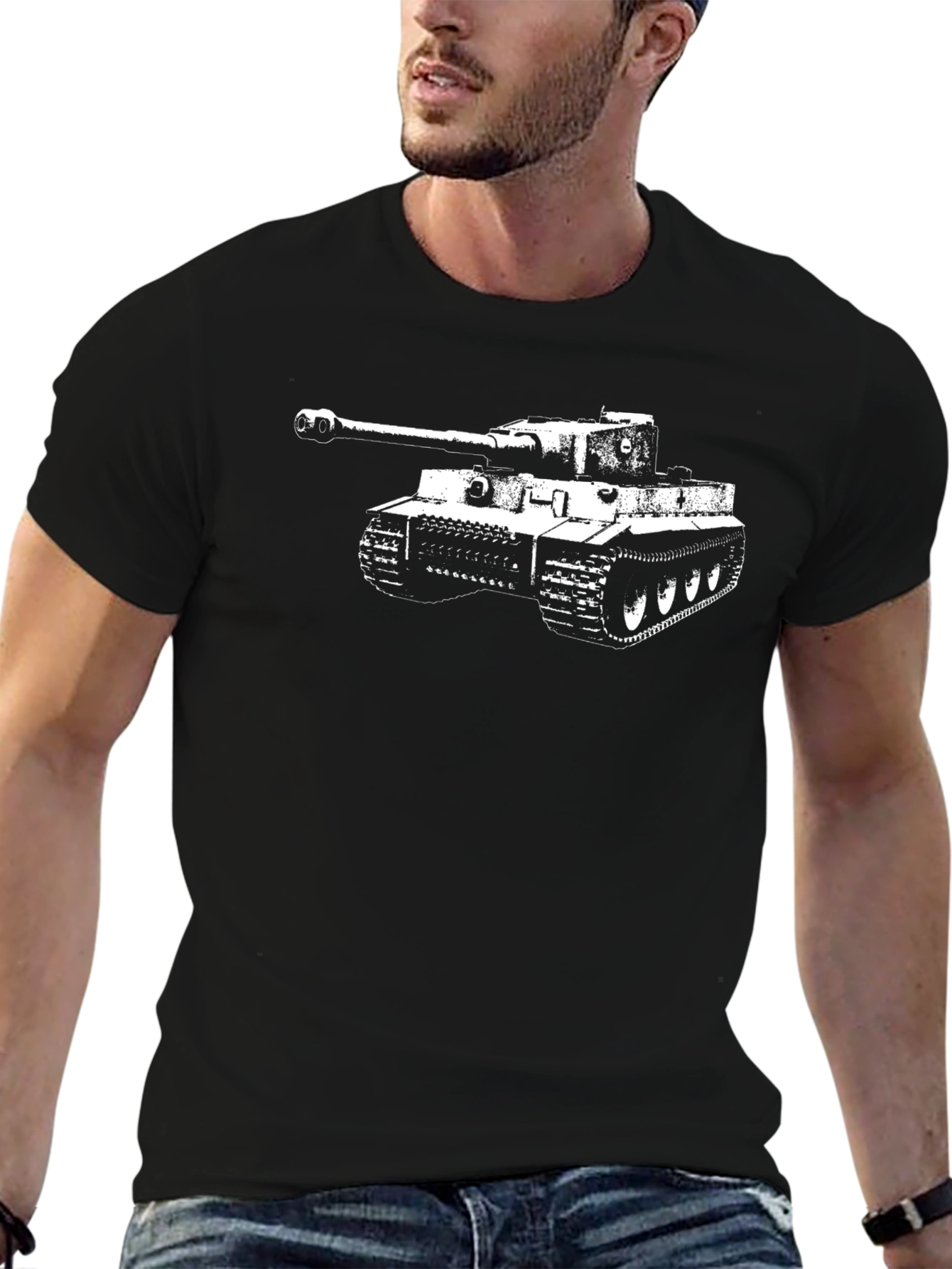 Tiger Tank Graphic Tee - Black