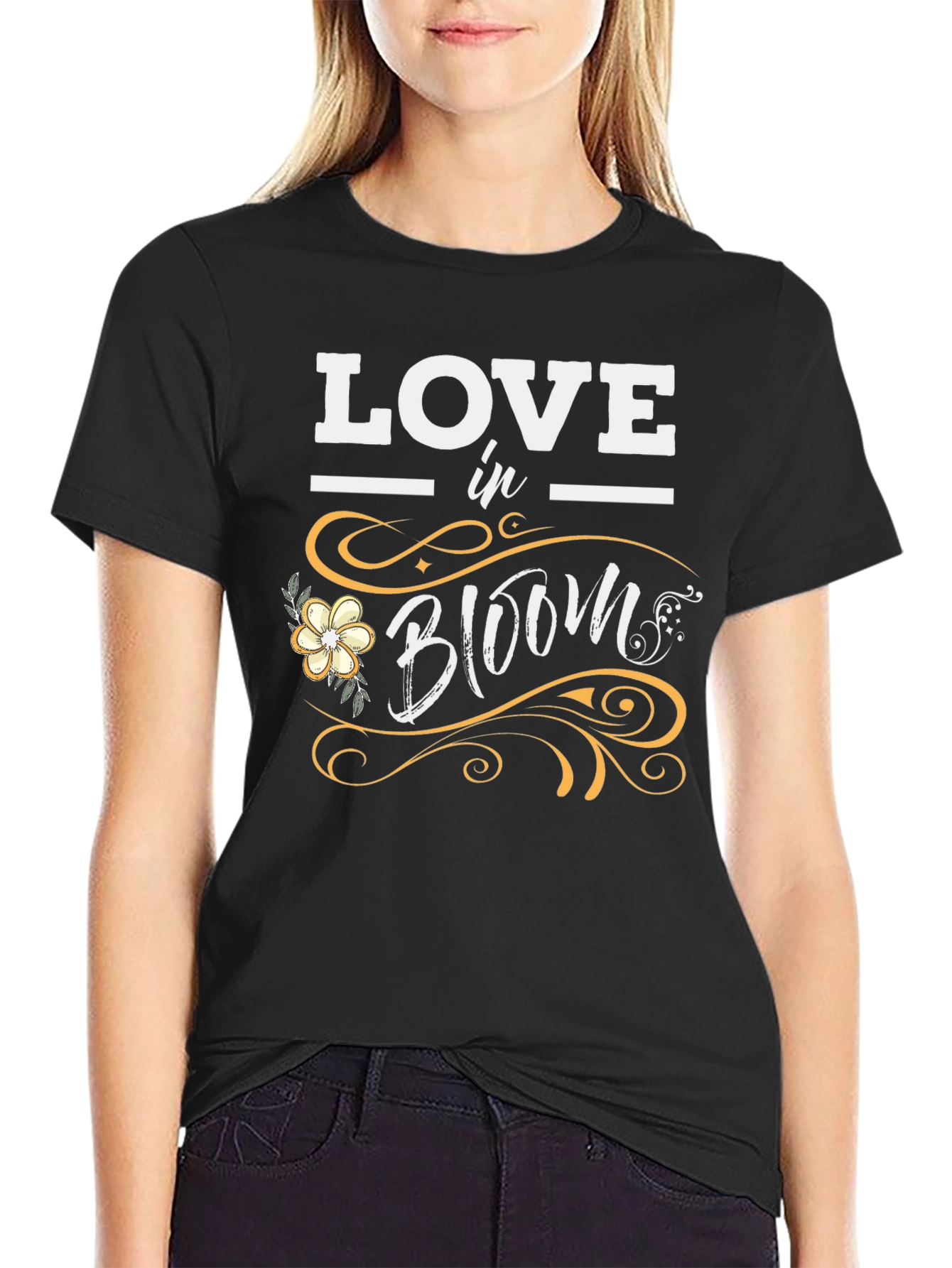 Love in Bloom Graphic Tee - Black