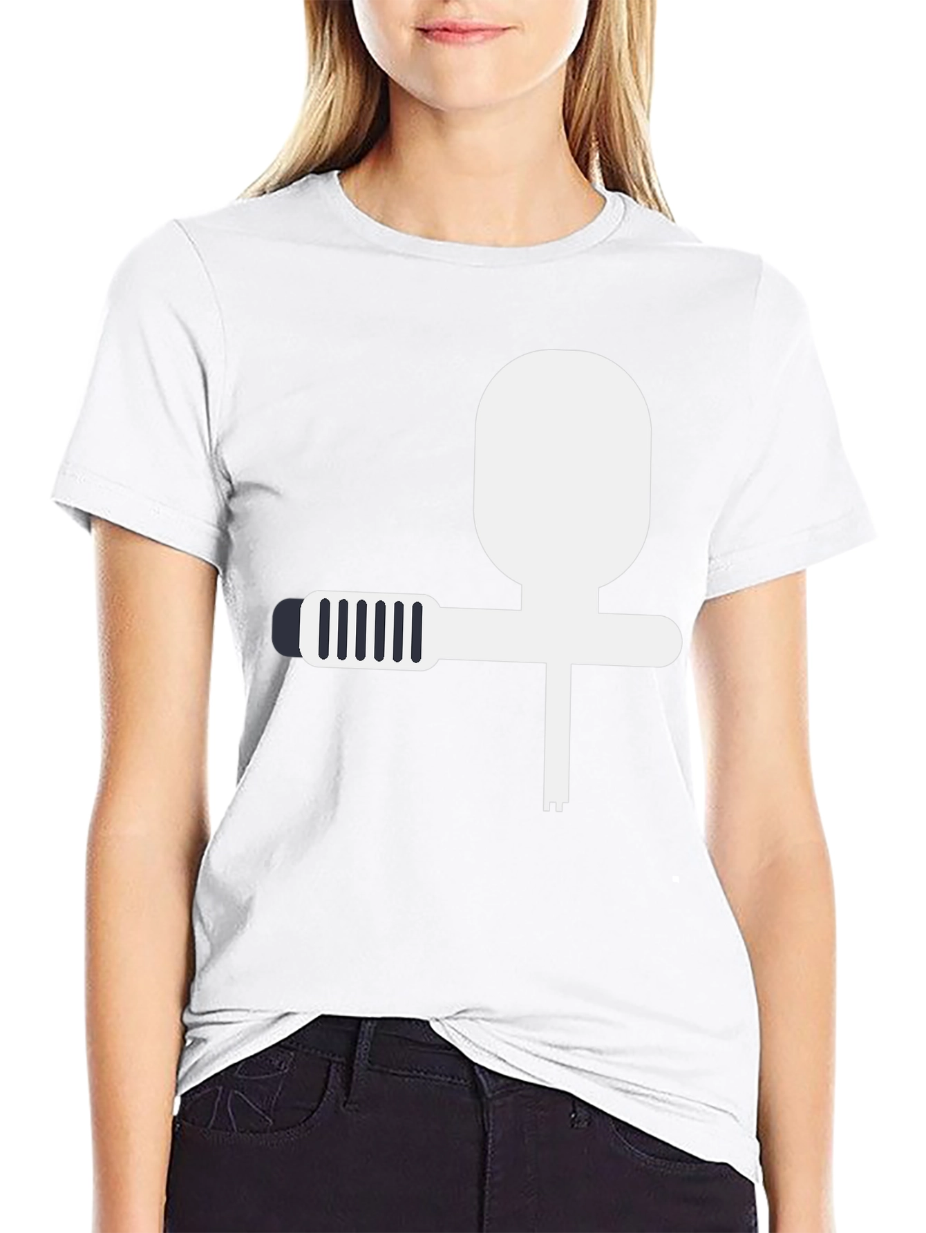 Modern Black T-Shirt with Abstract Spray Gun Design
