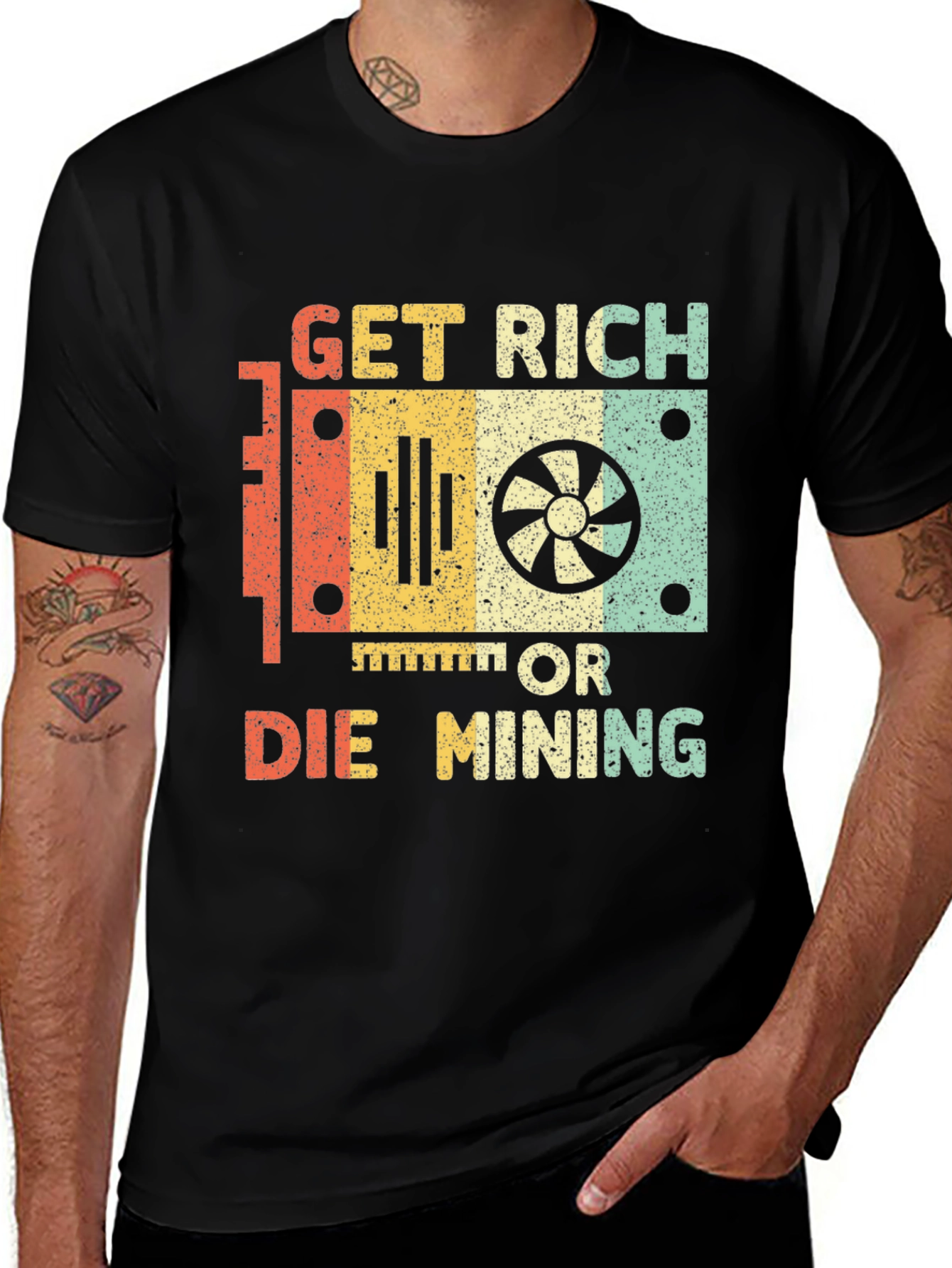 Get Rich or Die Mining Graphic T-Shirt