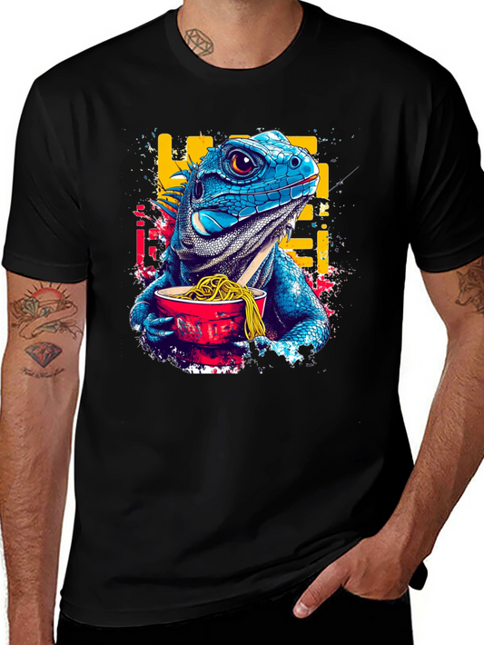 Iguana Ramen Black T-Shirt: Unique Graphic Tee