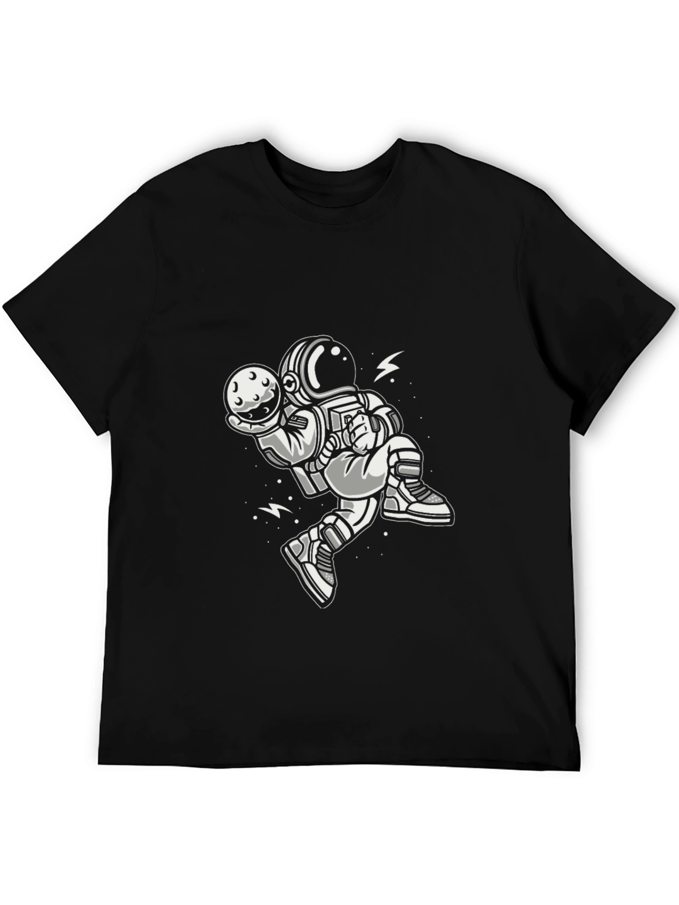 Astronaut Moon Graphic Tee - Black Cotton T-Shirt