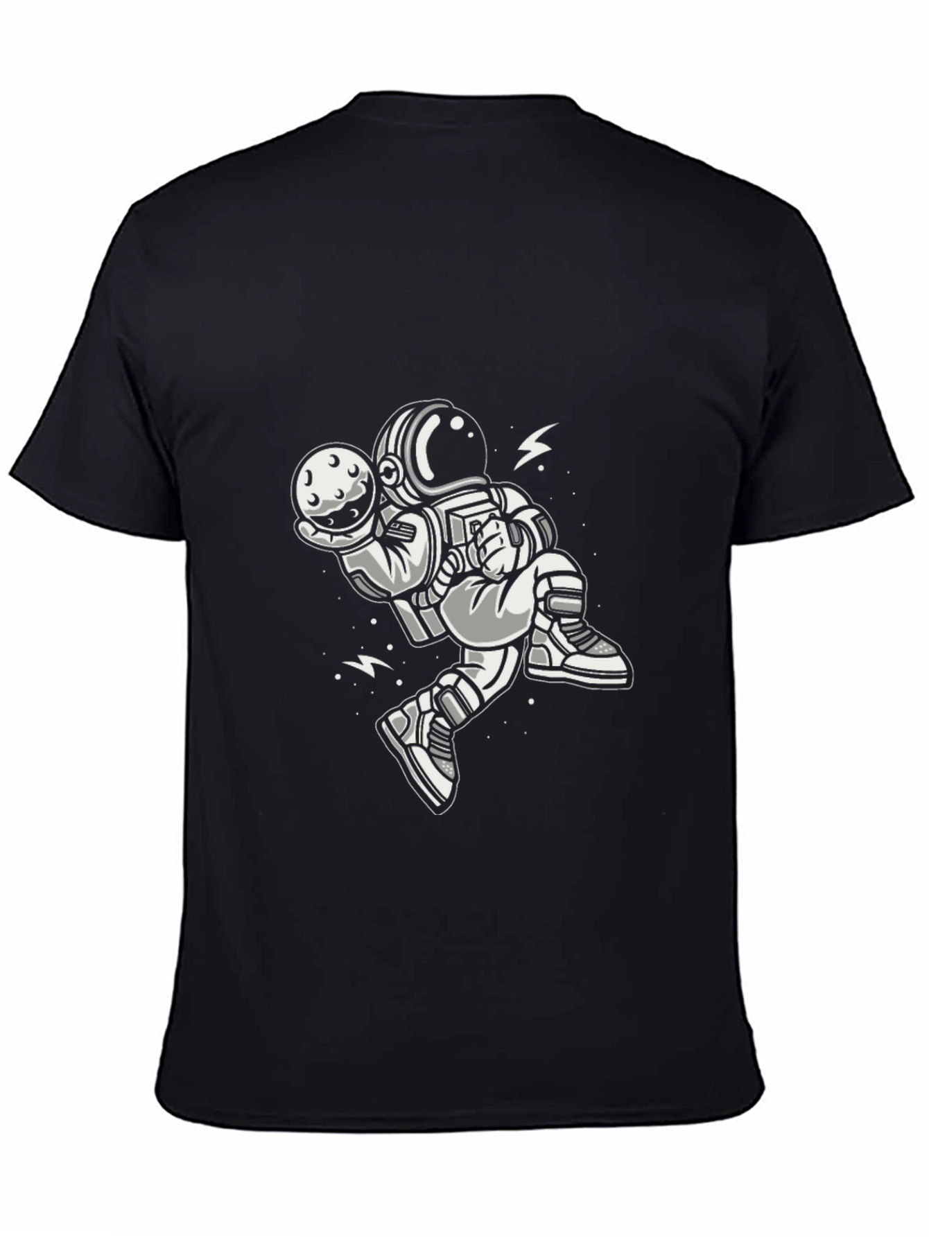 Astronaut Moon Graphic Tee - Black Cotton T-Shirt