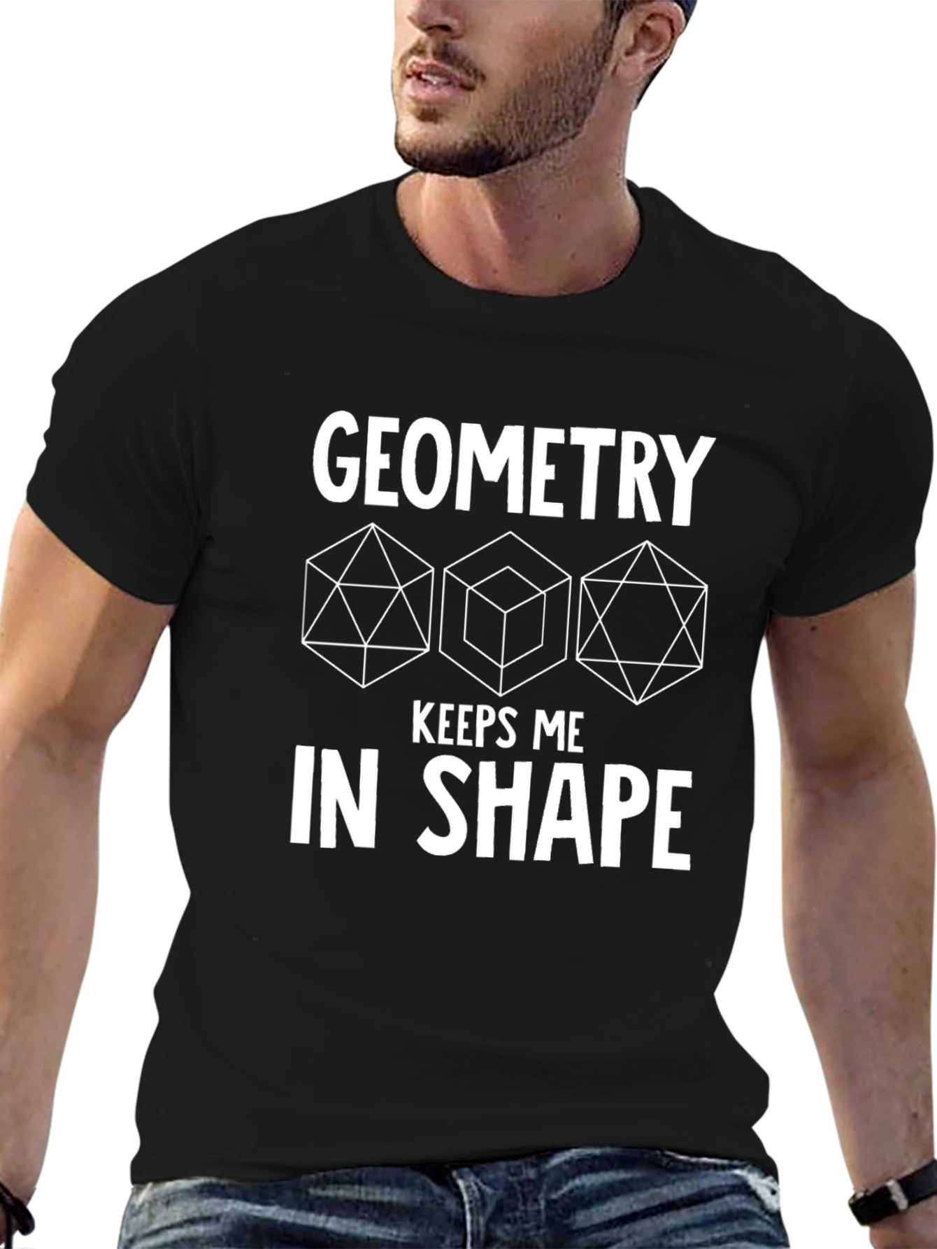Geometry Keeps Me In Shape Black T-Shirt