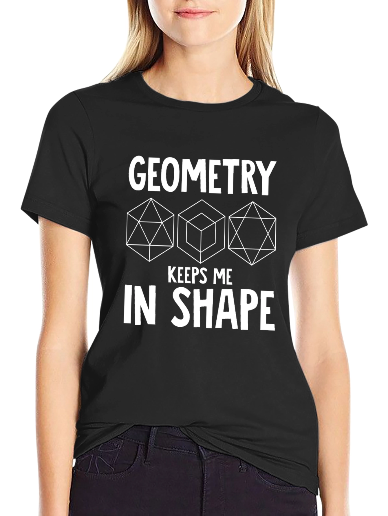 Geometry Keeps Me In Shape Black T-Shirt
