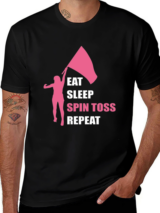 Eat Sleep Spin Toss Repeat Black T-Shirt