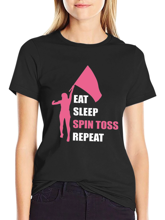Eat Sleep Spin Toss Repeat Black T-Shirt