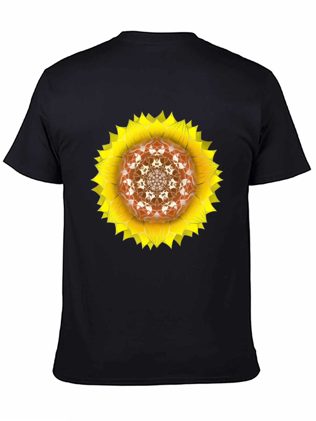 Sunflower Mandala Black T-Shirt