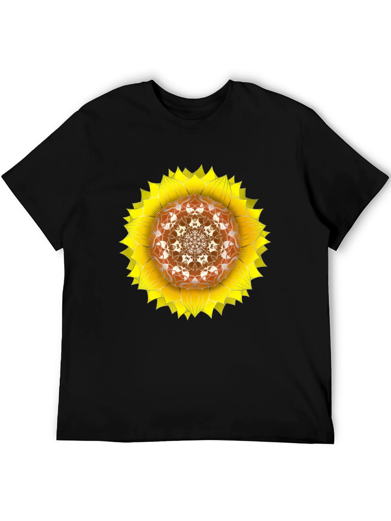 Sunflower Mandala Black T-Shirt