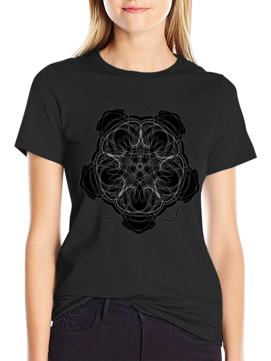 Geometric Mandala Graphic Black T-Shirt