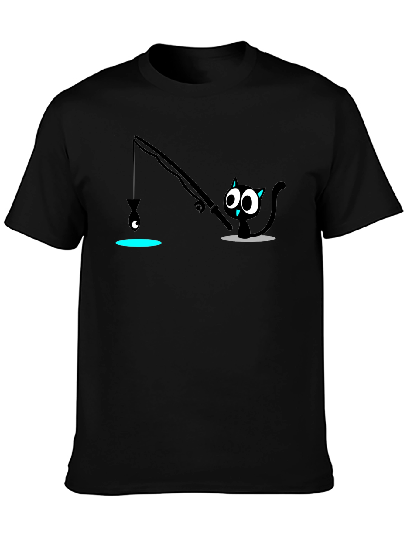 Cat Fishing T-Shirt - Funny Cartoon Tee