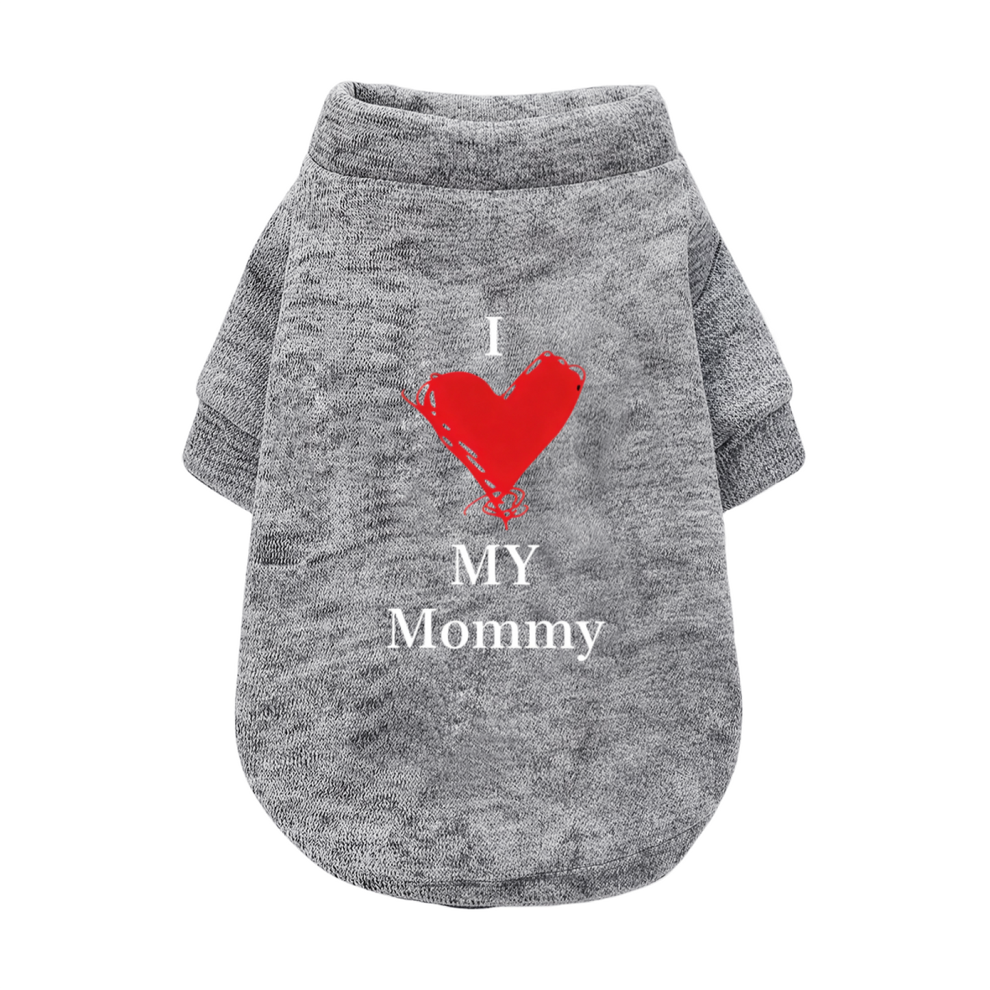 I Love My Mommy Red Heart Black Pet Sweater, Heartwarming Puppy Outfit