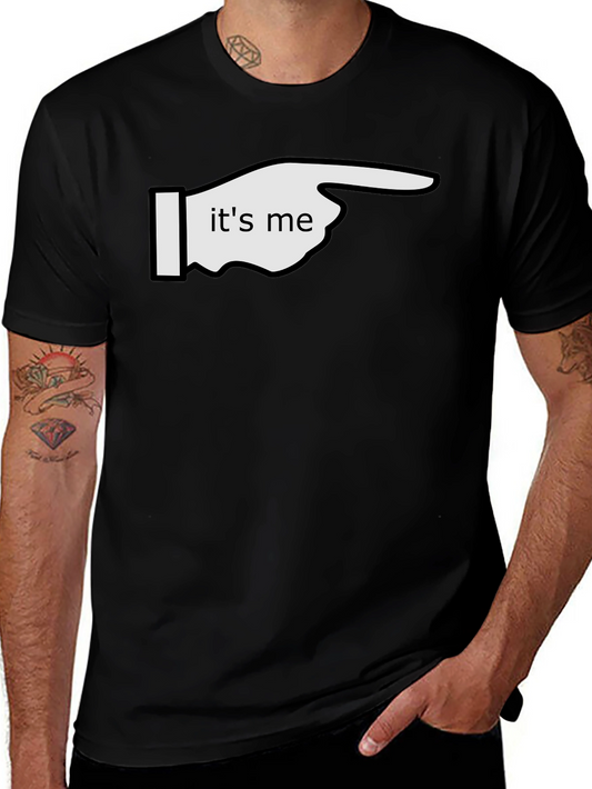 Its Me Pointing Graphic Tee - Black Cotton T-Shirt