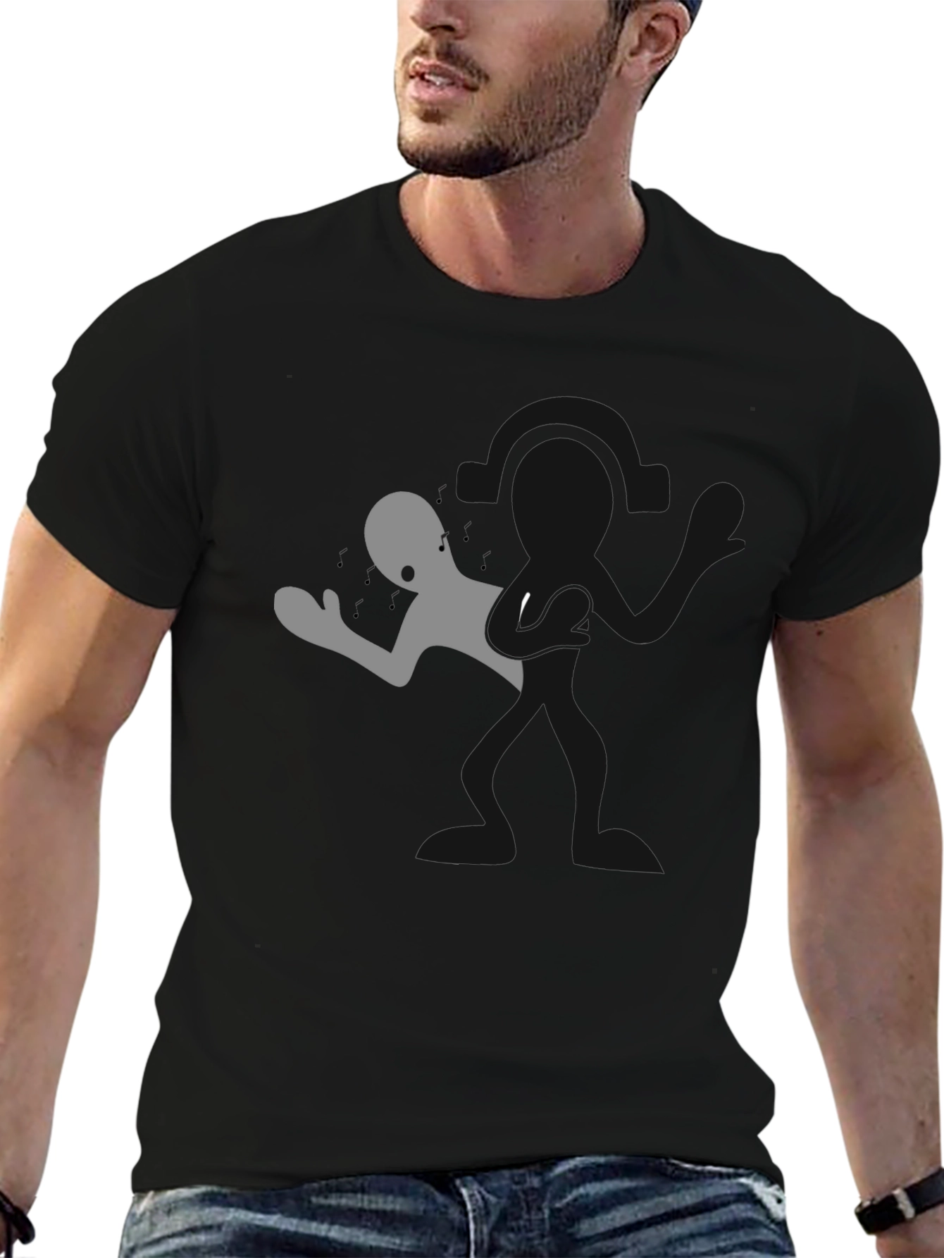 Silhouette Man Graphic Tee - Black Cotton Blend