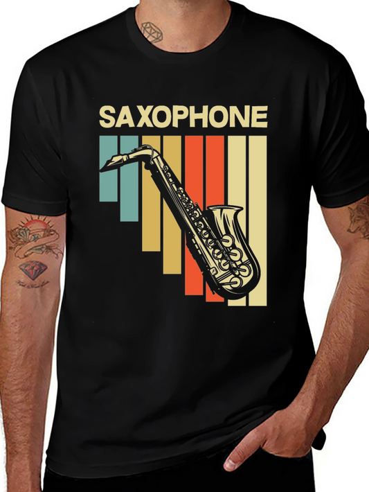Retro Saxophone Graphic T-Shirt - Vintage Style Music Tee