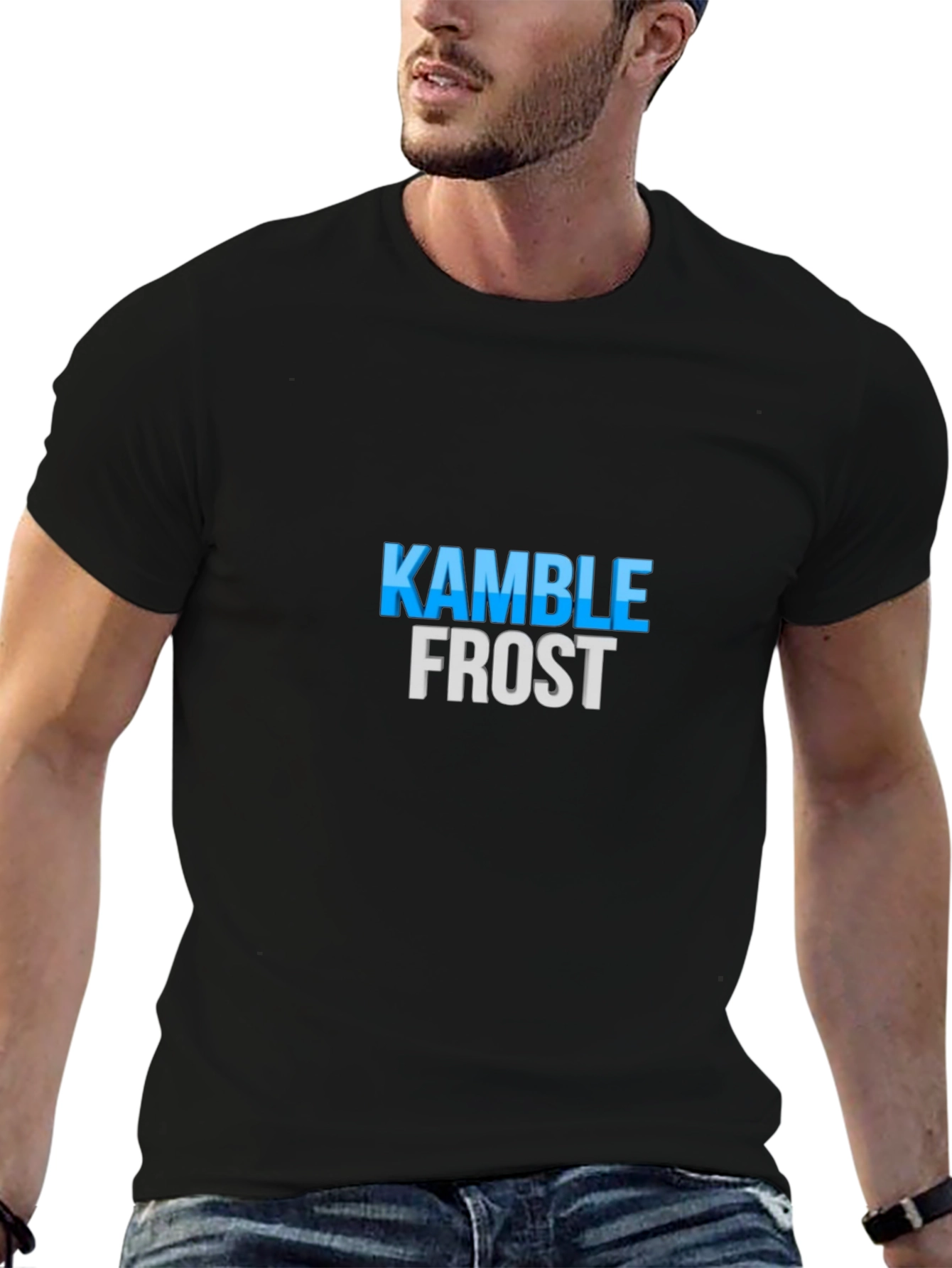 Kamble Frost Graphic Tee - Black Cotton Blend Shirt