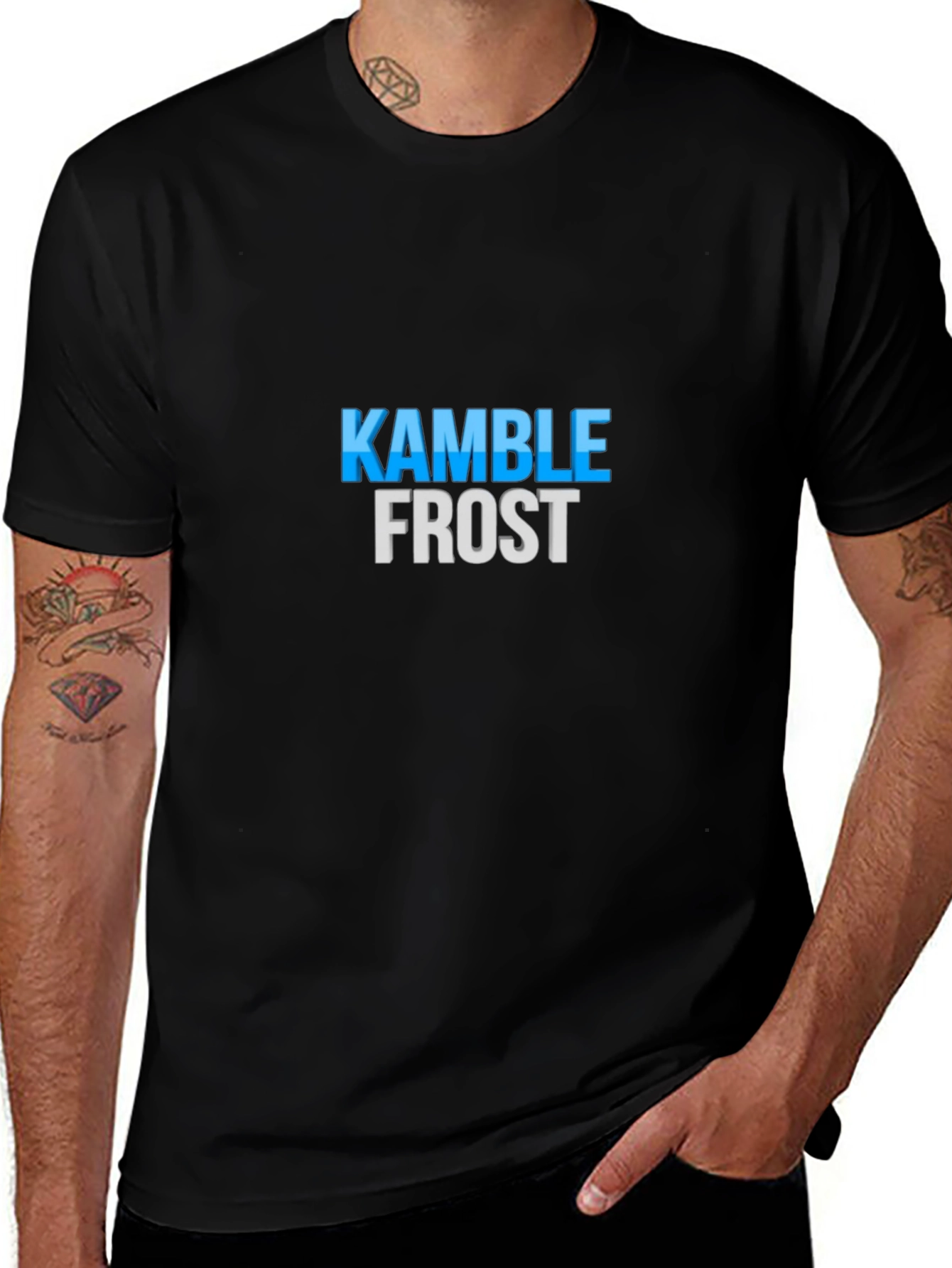 Kamble Frost Graphic Tee - Black Cotton Blend Shirt