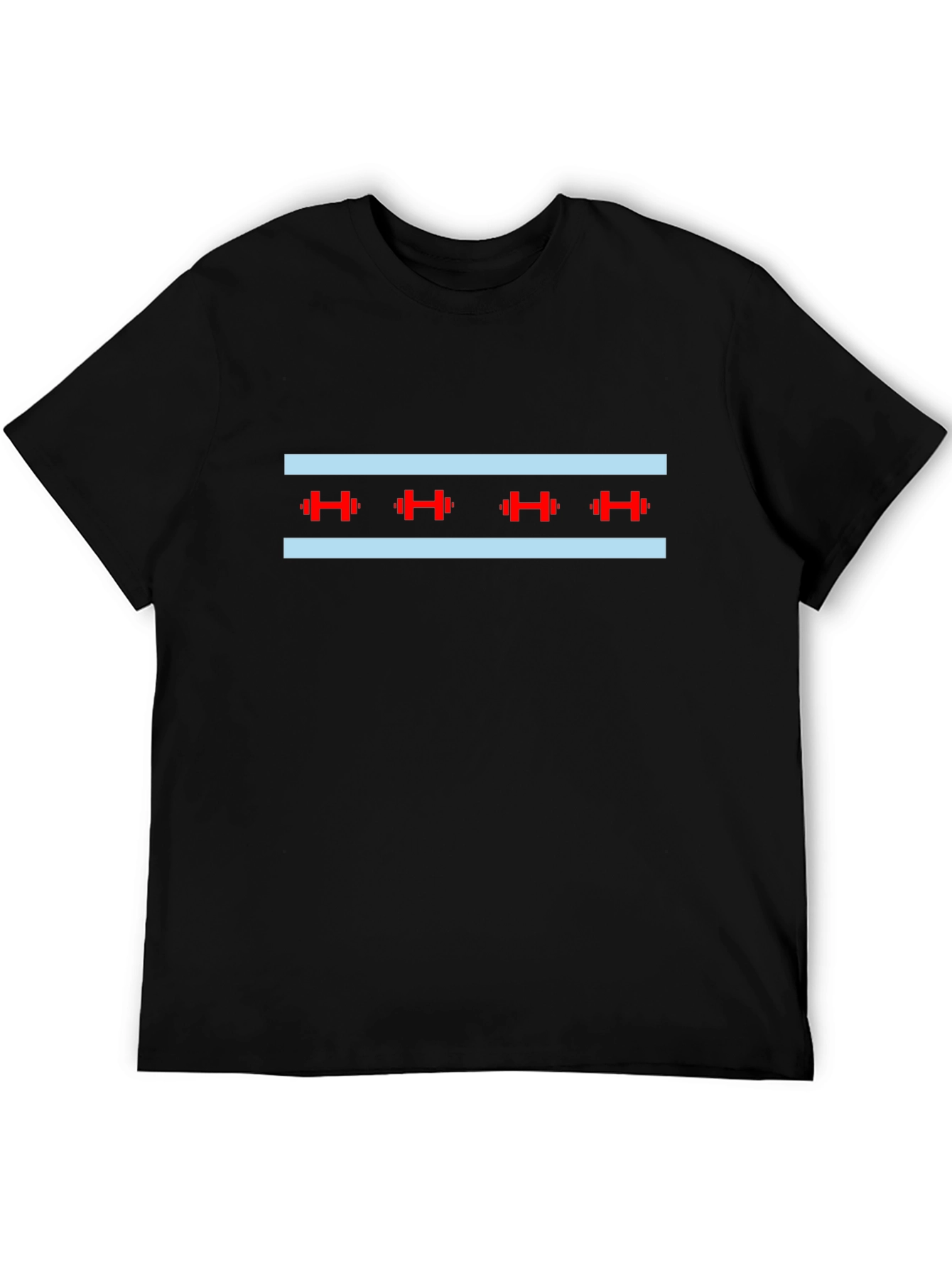 Chicago Flag Barbell T-Shirt - Gym & Fitness