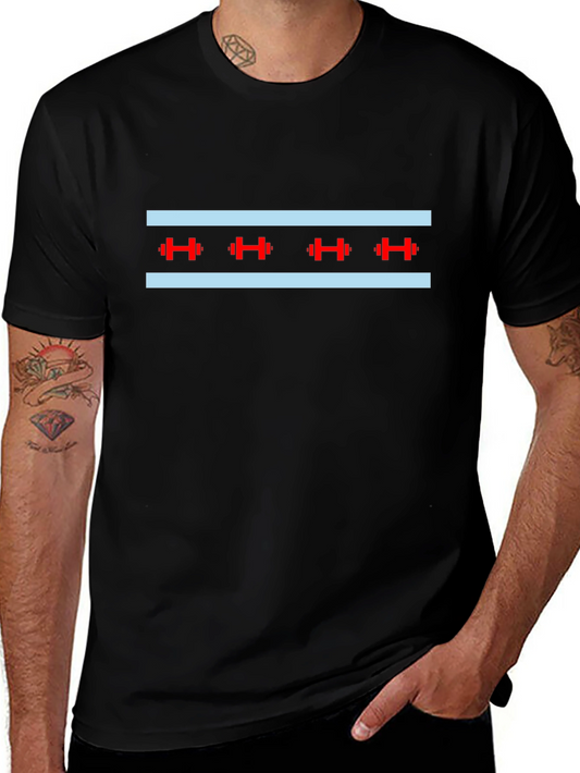 Chicago Flag Barbell T-Shirt - Gym & Fitness