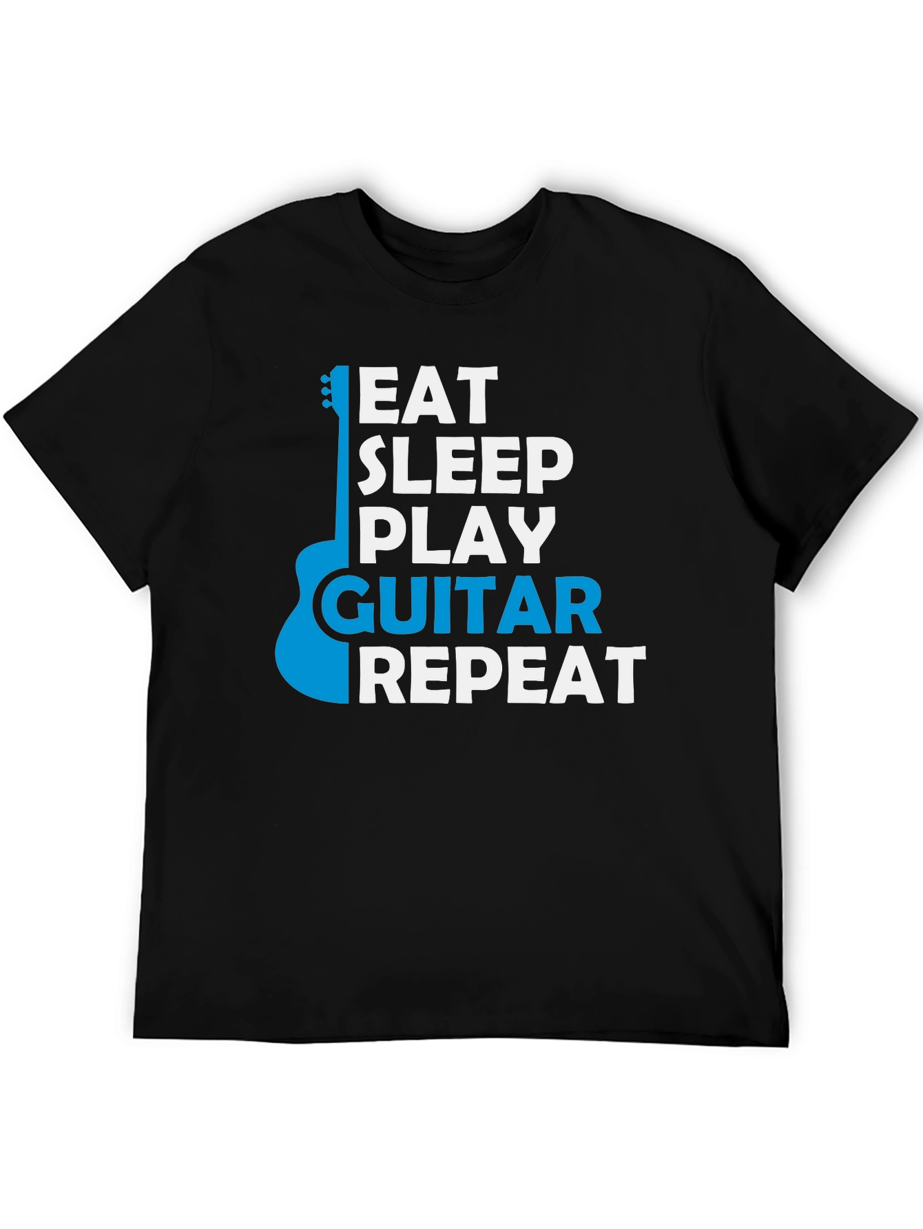 Eat Sleep Play Guitar Repeat Black Graphic T-Shirt